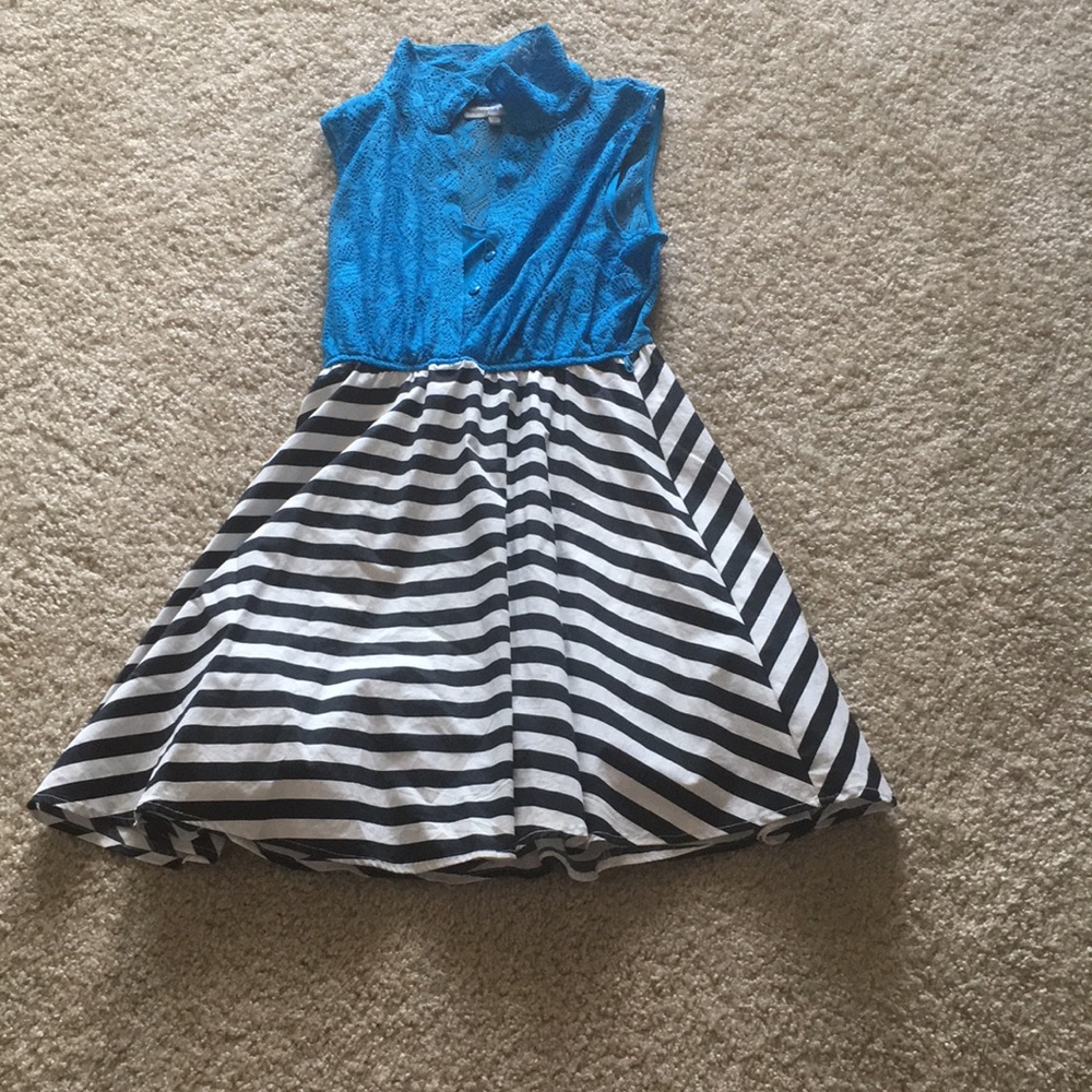 Blue with stripes tea party dress